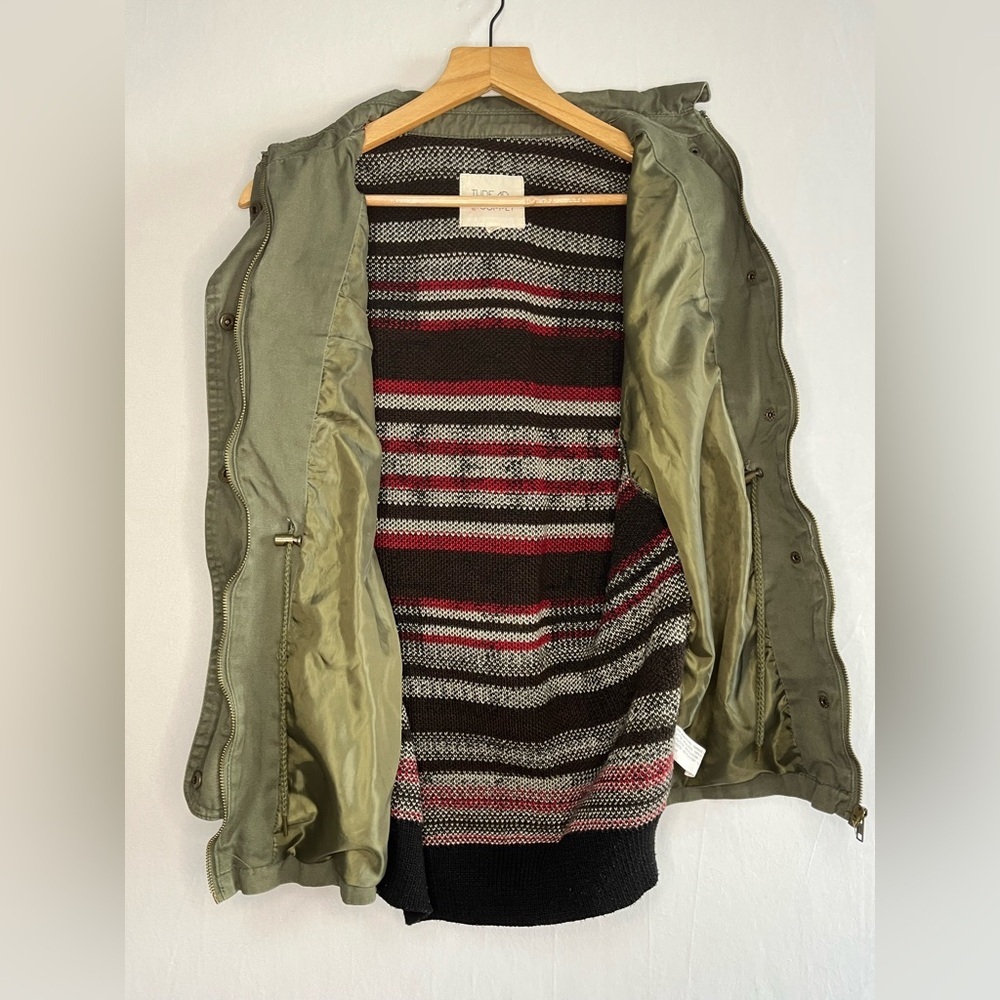 Thread & Supply Women’s Olive Utility Vest Aztec Sweater Back Boho Western Sz S - Picture 7 of 7